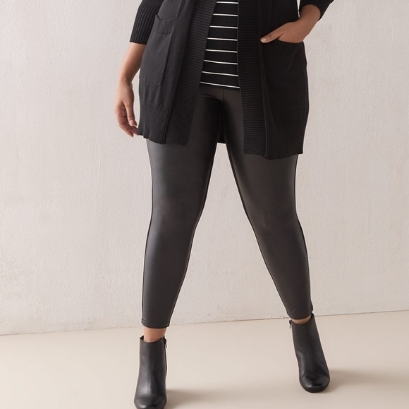 Addition Elle Pants - 5X/30/32 - Addition Elle | Solid Mix Media Faux Leather Legging